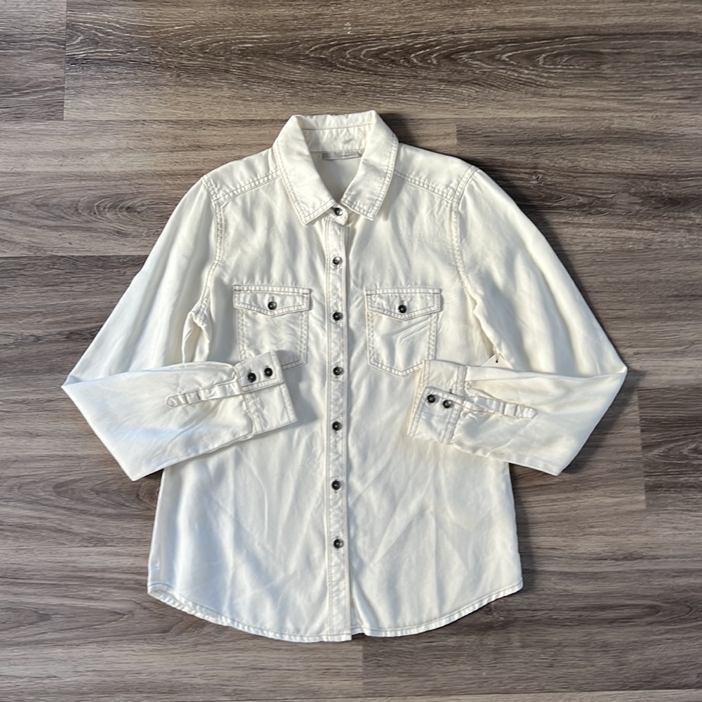 NEW Halogen Button Down Shirt In Ivory Small